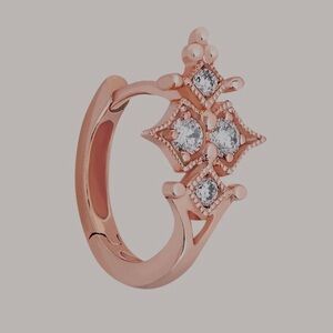 Diamond Huggie Earrings by Stone Paris 18k Rose Gold Star Cluster NEW